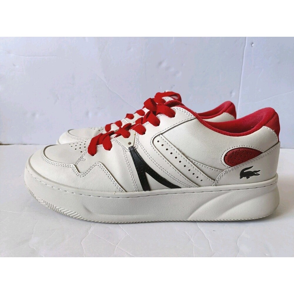 Lacoste L005 222 1  Sneakers Mens Size 10.5 White Red Crocodile Logo Shoes